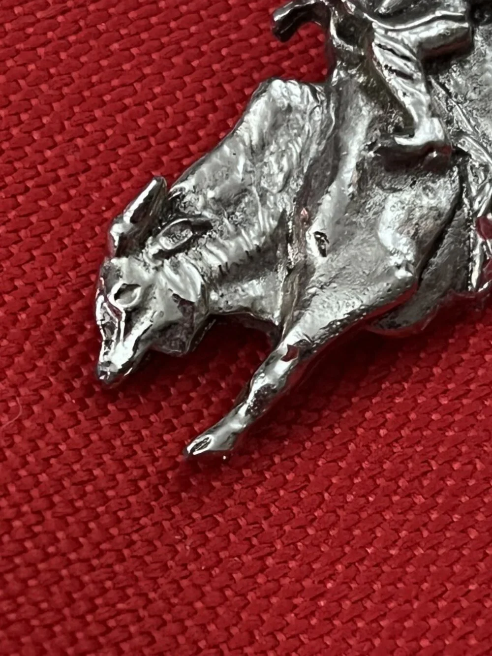 Pewter Bucking Bronco Rodeo Cowboy Bolo Slide Hat Lapel Pin